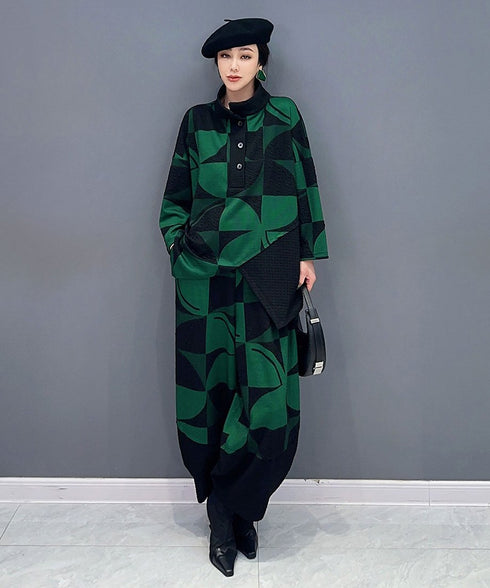 Geometric Pattern Top & Pants Co-ord